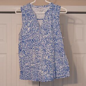 #103 3/$18 - Liz Claiborne Blue/White Tank Top Size Petite Large